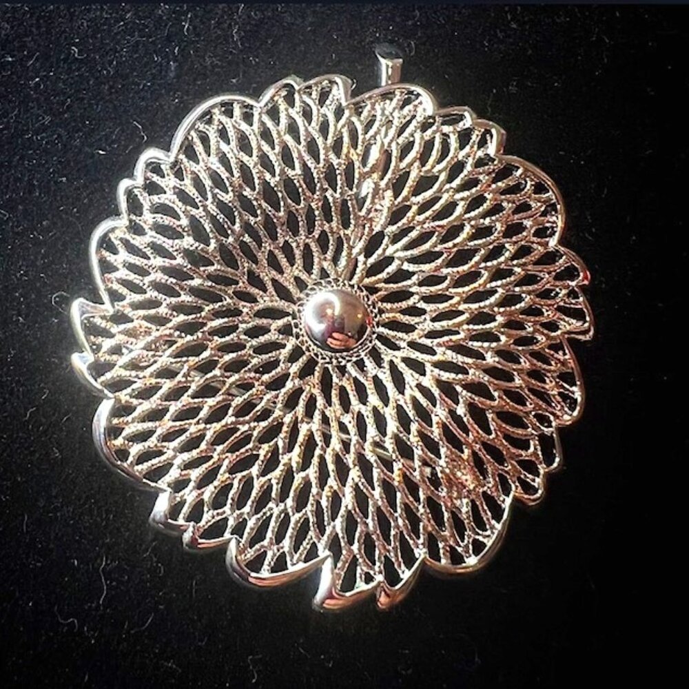 MONET Vintage Sterling Silver Flower Brooch